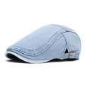 Lichtblauwe gewassen denim ivy pet met vintage koperen gesp en stikseldetails - Verstelbaar / Lichtblauw
