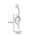 Silver stainless steel belly button ring with heart crystal and water drop pendant dimensions - Teardrop Dangle (8#) / Silver