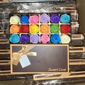 Multicolor 18-piece rose soap flower gift box with golden ribbon and sweet love message - Colorful
