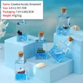Mini acrylic liquid ocean boat ornament with floating ship and starry blue drift bottle - Ocean Small Boat Wine Bottle