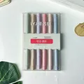 Set of 6 Morandi color highlighters with dual tips in a clear storage case - Round Dual Tip Sweet (6 Pcs)