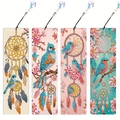 Set di 4 segnalibri 5D fai da te per pittura a diamante con nappe, motivi acchiappasogni - SQ-1 (Acchiappasogni/Uccello Set di 4)