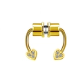 Macro view of golden magnetic faux nose ring with heart-shaped white rhinestone details - Gold Heart Rhinestone (#8)