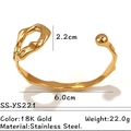Modisches Armband aus 18 Karat vergoldetem Edelstahl mit 2,2 cm Höhe und 6,0 cm Durchmesser - SS-YS221/Wellig Offen mit Perle