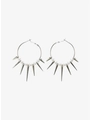 Punk zilveren oorringen met witte parels en lange metalen spikes in een gedurfde stijl - Witte Parelstijl / Wit
