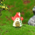 Miniature red roof resin house figurine for succulent gardens and micro landscapes - Red Tile House