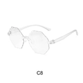 Octagonal rimless sunglasses in transparent jelly blue with diamond cut edges - Transparent