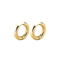 Orecchini a cerchio huggie dorati lucidi con design a tubo spesso e chiusura a cerniera - 12mm Paio / Oro