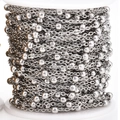 Silver stainless steel bead chain for DIY jewelry making on a large spool - 0.3mm Wire 1.2mm Width 2.8mm Bead / Steel