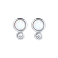 Orecchini a lobo minimalisti in argento S925 con opale iridescente e zircone brillante - Argento