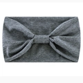 Elastic grey yoga headband with stylish solid color bow knot design and soft fabric texture - Dark Heather Grey