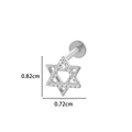 Stud labret hexagramme en titane F136 avec zircone argenté, étoile de 0,82 cm de haut - 5# Style Hexagramme Argenté