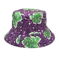 Dettaglio cappello bucket con stampa leopardata viola e motivi di foglie tropicali - M (56-58cm) / Viola