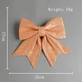 Champagne gold glitter Christmas bow ornament with sequins for tree decor, size 20x17cm - Orange