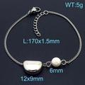 Bracelet perle en argent avec pendentif grain 12x9mm et chaîne réglable de 170mm - 170x1.5mm / Petit Bracelet Acier