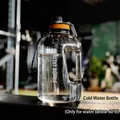 Gradient large-capacity fitness water bottle with handle and orange cap accents - 2200ml / Gray