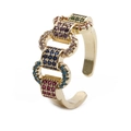 Adjustable gold chain ring with micro-paved multicolor cubic zirconia for women - Adjustable Open / Multicolor Zirconia Chain Link Style (CR017 Gold 1)