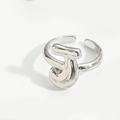 Minimalist silver T-knot letter ring with adjustable open band and polished finish - Letter J Style
