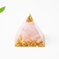 3cm resin pyramid ornament with rose quartz chips and gold leaf detail - 3cm / Rose Quartz