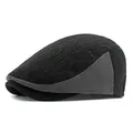 Gorra clásica de punto estilo newsboy en negro y gris con textura de diamante - Ajustable / Negro