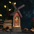 Vintage Christmas windmill music box with Santa and reindeer in a snowy crystal ball - Santa Claus Windmill