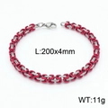 Bracciale a catena bizantina da 4mm bicolore rosso e argento in acciaio inox - Bracciale Rosso Scuro (KB148892-Z)