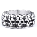 Anello punk da uomo in acciaio inossidabile con teschi retrò e design gotico - US 7 / Color Acciaio