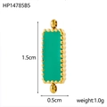 Golden green rectangular oil drop charm pendant 1.5cm by 0.5cm for DIY jewelry making - Beaded Rectangle Green-HP14785B5
