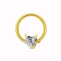 Piercing capezzolo cuore di diavolo dorato con zircone chiaro e corna di diavolo lucide - Oro Cuore del Diavolo Zircone Trasparente / Oro