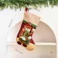 Calza di Natale in lino con motivo pupazzo di neve 3D in rosso, beige e verde - Pupazzo di Neve 3D