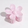 Elegant marble pink gradient flower hair claw clip with pearlescent finish and double layer - Pink Flower