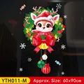Christmas window sticker YTH011-M featuring reindeer, wreath and bow, size 60x90cm - Reindeer Wreath Large-YTH011-M