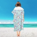 Light blue hooded poncho towel featuring white cartoon unicorn and star patterns - Pullover Style - Blue Unicorn