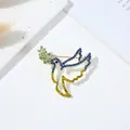 Elegant peace dove brooch with blue and yellow crystals and olive branch detail - Peace Dove Style 15 (4.5*4cm)
