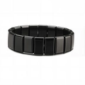 Bracelet minimaliste pour hommes avec perles rectangulaires en hématite polie sur fond blanc - Version Large