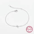 Elegant 925 sterling silver chain bracelet featuring a zircon-encrusted letter L pendant - Letter L / White Gold