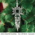 Clear acrylic 136mm waterfall snowflake ornaments for Christmas tree, 6 pieces per pack - 136mm Waterfall Snowflake