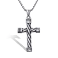 Collana da uomo in acciaio inossidabile con pendente a croce argento antico intrecciata - Color Acciaio (Senza Catena)