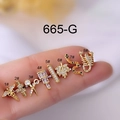Gouden titanium stalen kraakbeen oorbellen met dieren en geometrische kristallen studs - Caduceus Vleugel Stijl (1#) / Goud