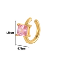 Polsino per orecchio a U dorato con zircone rosa quadrato e misure 1,48 x 0,73 cm - Stile zircone rosa (412-5#) / Giallo Oro