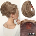 8 inch claw clip-in short curly ponytail extension in light brown ash blonde mix - Honey Blonde Highlights