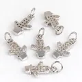 Silver cactus jewelry pendant with micro-pave zircons for DIY necklaces and bracelets - Cactus Model B / White Gold