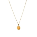 Vintage 18K gold necklace with an oval orange stone pendant in a lace metal setting - Lace Edge Oval Orange Gemstone (SN23090606)