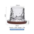 Bicchiere da whisky rotante da 150ml con trama ad albero e base in legno scuro - Bicchiere Tumbler Motivo Albero Con Base in Legno