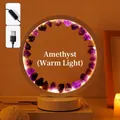Creative circular amethyst LED lamp with white base and warm glow USB power - Deep Amethyst (white Frame Single-color Warm Light) / Brown Kraft Paper Box Packaging (17*10.5*20.5cm)