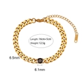 Detail of 18K gold-plated Cuban chain bracelet with black zircon and 16+5cm size info - 6.5mm Cuban Link Round Zircon Bracelet - Black