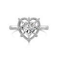 S925 sterling silver heart ring with pink cubic zirconia in a silver finish - Silver White-DY121053