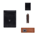 Men's slim carbon fiber bifold wallet with RFID blocking and multiple card slots - Black