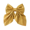 Polished golden satin bow hair clip with luxury silk texture for school girls - Gold (10)