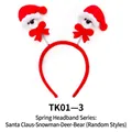 Christmas headband with spring-loaded Santa Claus dolls and red velvet bow detail - TK01-4 (Spring Headband Series: Bear)